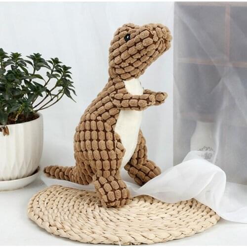 2021 New Pet Dinosaur Shape Plush Chew Molar Squeaky Toys For Dogs Puppy Toys Brush Dog Teeth Pet Cotton Rope Toy High Quality