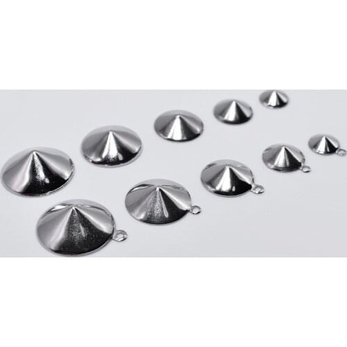 Stainless Steel Circle Point Back Bezel with Loop Connectors Rivoli Stones Cabochons Base Blanks Findings Jewelry Settings DIY