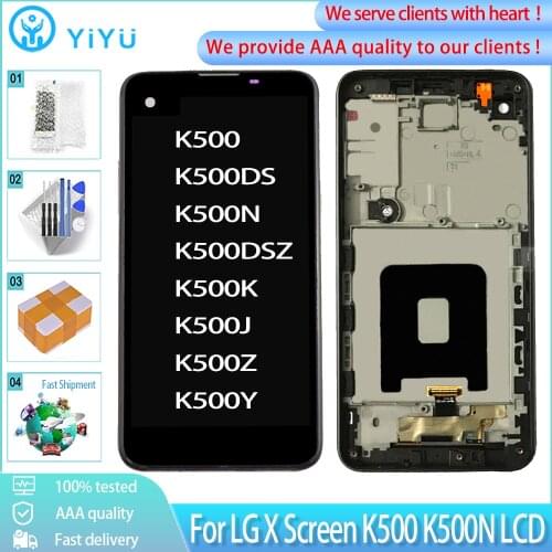 4.93" Orig For LG X Screen K500 K500N LCD Display Touch Screen With Frame Digitizer Assembly Replacement For LG X Screen Display