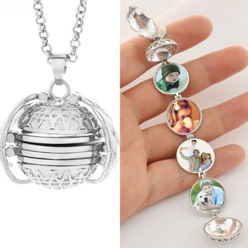 Magic 4 Photo Pendant Memory Floating Locket Necklace Angel Wings Flash Box Fashion Album Box Necklaces Creative Gift