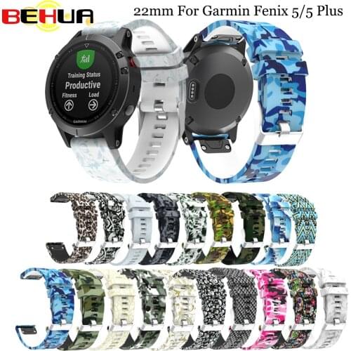 22MM Watch band Quick Release Wristband Strap for Garmin Fenix 5 6 plus forerunner 935 945 GPS Watchband Printed Sport Silicone