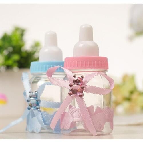Pink Baby Shower Candy Box Bottle Pink Girl Blue Boy Birthday Party Favours Christmas Gift Wedding Party Decoration Babyshow