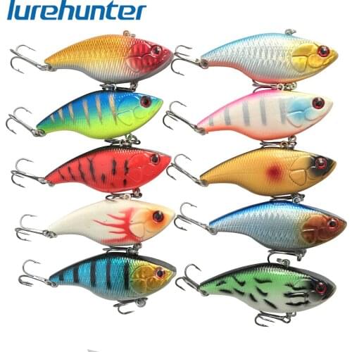 10pcs 7.5cm 18g Winter Fishing Hard Bait VIB with Lead Inside Ice Sea Fishing Tackle Diving Swivel Jig Wobbler Lure