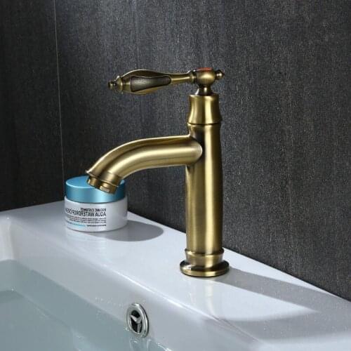 Basin Sink faucet Single Cold Mixer Antique Bronze Operation Bathroom Taps Kitchen Copper Crane Cuenca del grifo Torneira