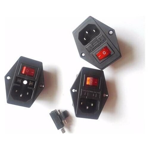 Fast Free Ship 10pcs/lot 3D printer power switch with fuse and switch power socket 25V0,15A,250V,10A for 3d printer switch