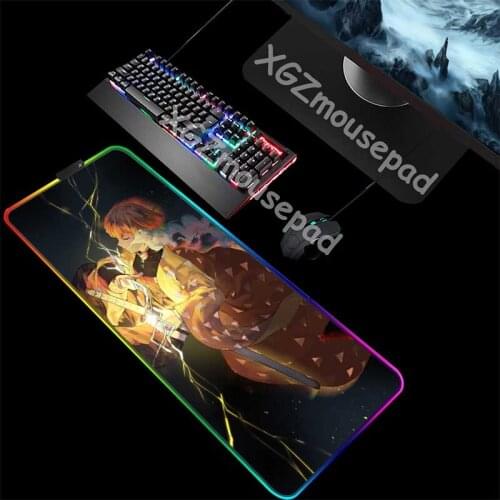 XGZ Large RGB Gaming Mouse Pad Precision Black Lock Edge Anime Custom Computer Personality Desk Mat Speed Rubber Stripe Non-slip