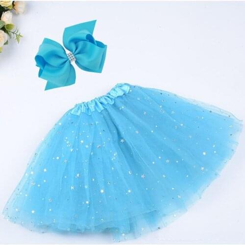 Girls Layered Tulle Tutu Skirt with Hairbow Ballet Dressing Up Kids Dance Wear Birthday Halloween Christmas Gift 2-8 Years