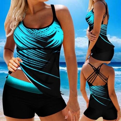 Women Sexy Stripe Printing Swimwear Backless Push Up Bikini Sets Female Cross Back Plus Size Beach Two Pieces Suit Swimming