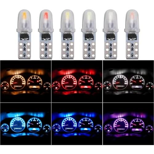 10pcs Car T5 W3W W1.2W Led Bulbs 3014 SMD Canbus Auto Interior Lights Dashboard Lamps Instrument Lights 12V White Red Blue Diode