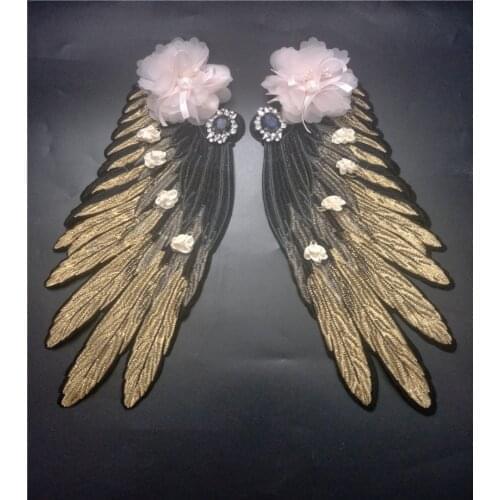 3d beaded flower wing sequins beaded patches for clothing stickers clothes sew on parches bordados para ropa toppe per vestiti