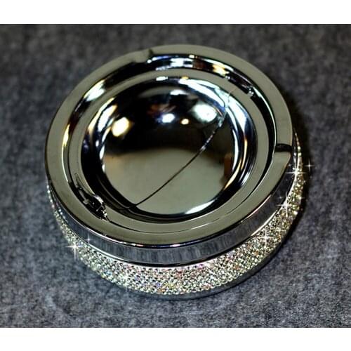 Auto Car Truck Home Cigarette Cigar Ashtray Rhinestones Multifunctional Ash Cylinder Holder Container White