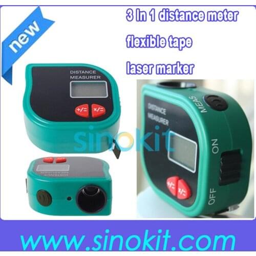 Free Shipping 3 In 1 Multi-function ultrasonic distance meter/flexible tape/laser marker STCP-3001