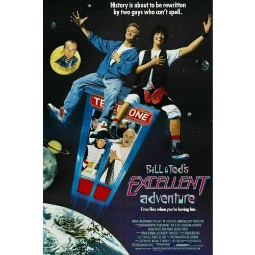 Bill Teds Excellent Adventure 1989 Movie Cult Classic Silk Fabric Wall Poster Art Decor Sticker Bright