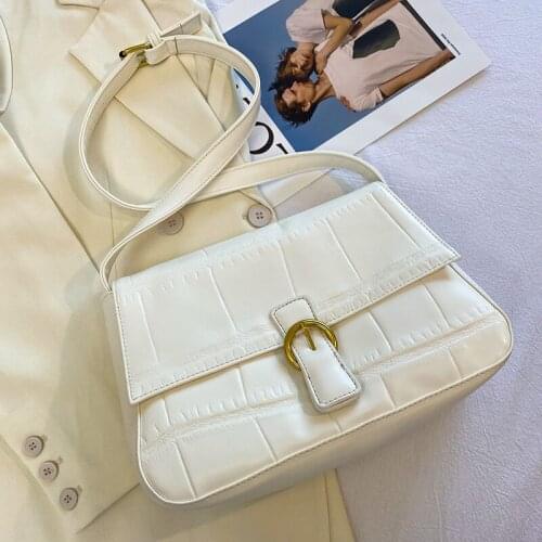 Brand Designer PU Leather Womens Shoulder Bag Fashion Simple Handbag Small Flap Crossbody Bag