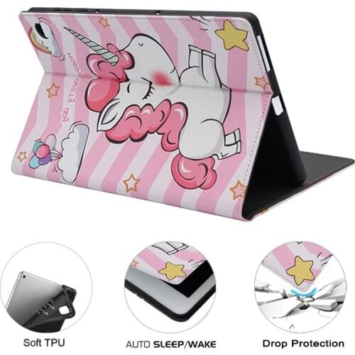 Cute Unicorn Flip Cover For ipad 10.5" case 2019 Tablet Cases TPU Soft Silicone Case For ipad 7/8th Gen 10.2" Air 2 Air 1 9.7"