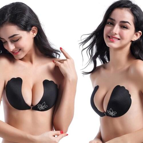 Women Strapless Bra Silicon Invisible Push Up Bras For Self Adhesive Wireless Bralette Party Dress Stick Bra Sexy Lingerie Femme