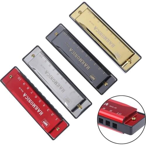 10 Hole Harmonica Mouth Organ Puzzle Titanium Musical Instrument Beginner Teaching Playing Gift Copper Core Resin Harmonica