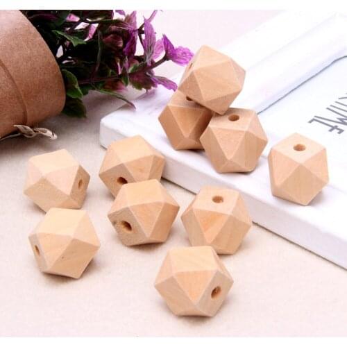 JAVRICK 10Pcs Wooden Geometric Natural Unfinished Beads For Jewelry Necklace Making 10mm