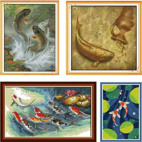 Joy sunday A Big Splash Cross Stitch Needlework Patterns Stamped 11CT 14CT Print DMC Thread Counted Fabric Embroidery Kits Decor