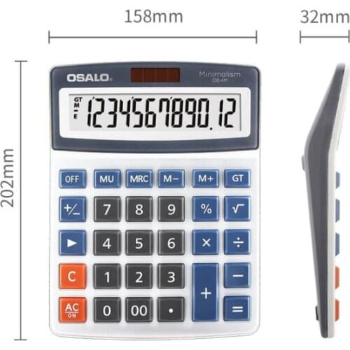 OSALO 4M Calculator Standard Function Calculator Desktop Electronic CalculatorS Solar and Battery Dual Power Supply for School
