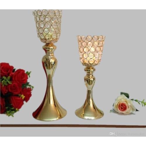 Classic Horn shape Crystals Metal Candle Holders Wedding Home Party Candelabra/Centerpiece Decoration candlestick