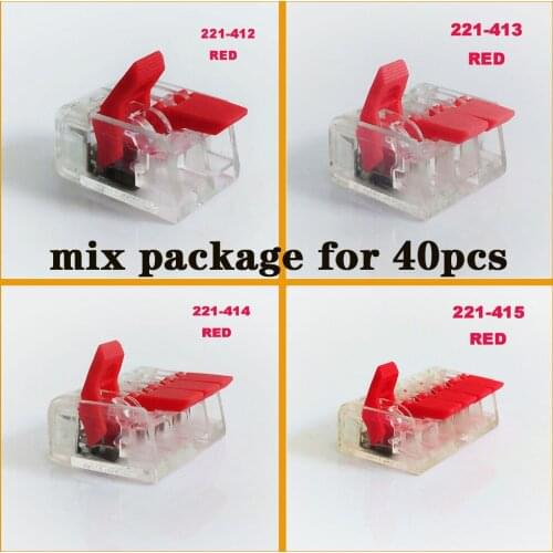 Red mix 221-412 new type fast wiring Connectors t Universal Compact wire Wiring quick Power Connector cable accessories
