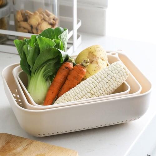 Kitchen Dish Drainer Packing With Box 3-layer Sink Washing Basket Fruit Vegetable Cleaning Filter Organizer Collapsible Strainer