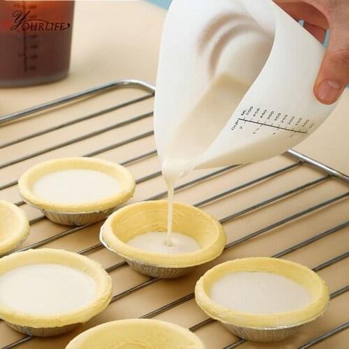 OYOURLIFE 500ml Reusable Food Grade Silicone Measuring Cups With Calibration Cooking Cups Kitchen Heat Resistant Measuring Tools