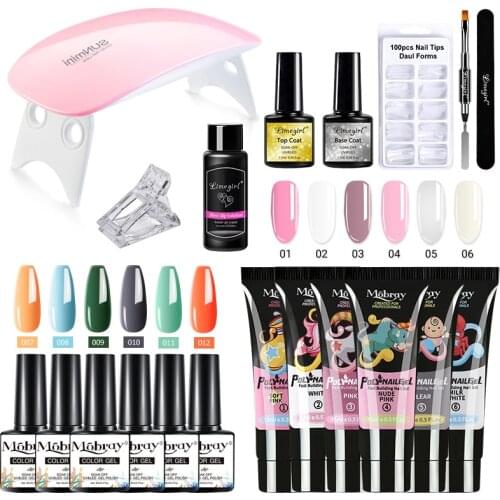 Mobray Poly Nail Gel Kit Manicure Set With Lamp Kit Polygels Nail Set UV Varnishes Hybrid For Nail Extension Acrylic Gel Set