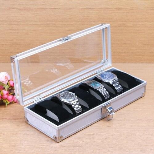 Fashion Luxury 6/12 Grid Aluminium Watch Box Display Case Box Jewelry Collection Storage Organizer Wristwatch Box Holder Gift
