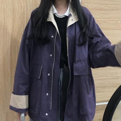 Autumn and Winter 2021 New College Korean Version Versatile Vintage Port Style Loose Coat