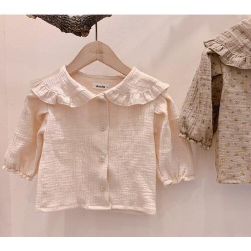 Autumn New Baby Girls Big Collar Cotton Shirt