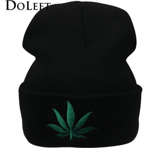 New Fashion Men Women Winter Weed Leaf Beanie Hats Warm Hip Hop Punk Knitting Winter Hat For Women Autumn Woolen Cap Skullies