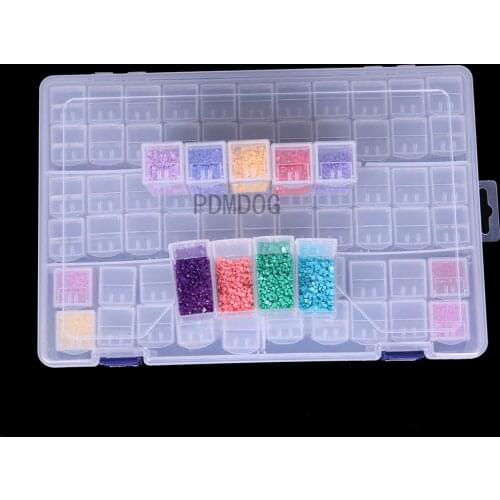 NEW 64 Grids Plastic Box Organizer Medicine Case diamond painting Storage Box Embroidery Storage Case Jewelry Accessories Tools