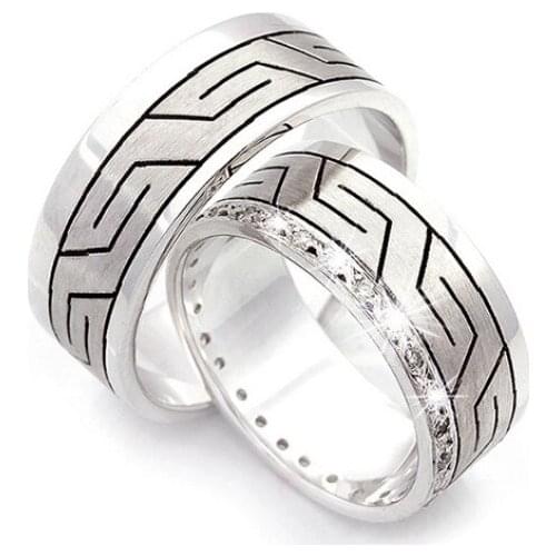 Couple Wedding Ring Sterling Silver 925 Woman And Man Luxury Jewelry Bands Fashion Engagement Anniversary Ancient Greek Model