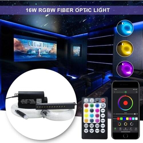 Fiber Optic Light Bluetooth APP Control 16W RGBW Stars Ceiling Lights 3-4Meter Optical Fibe Cable with Shooting Meteor Effect