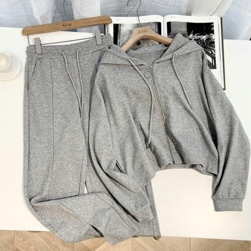 GUUZYUVIZ Autumn Winter Black Two Piece Set Casual Chic Hooded Knitted Sweater Tops And High Waist Wide Leg Pants Women Tracksui