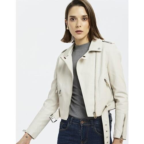 Autumn Women Short Faux PU Jacket Slim Fashion Punk Outwear Motorcycle Leather Jacket Casual Coat