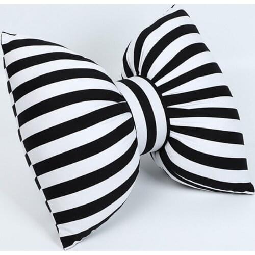 Girls Black White Stripes Pillow Auto Headrest Neck Car Safety Backrest Waist Lumbar Support For Car Seats Accessories Pillows