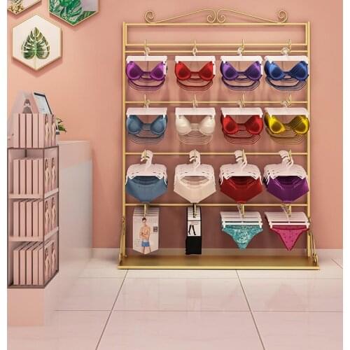 Golden display rack, supermarket shelf, high-end combination bra rack against the wall, underwear, multi-layer socks rack