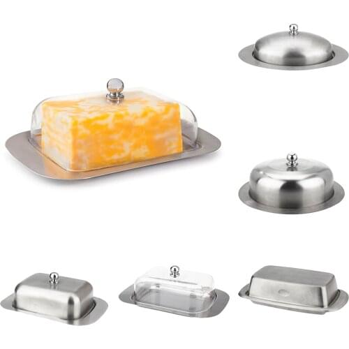 Stainless Steel Butter Dish Cake Dessert Bread Serving Tray Buffet Food Container Furit Salad Steak Storage Box