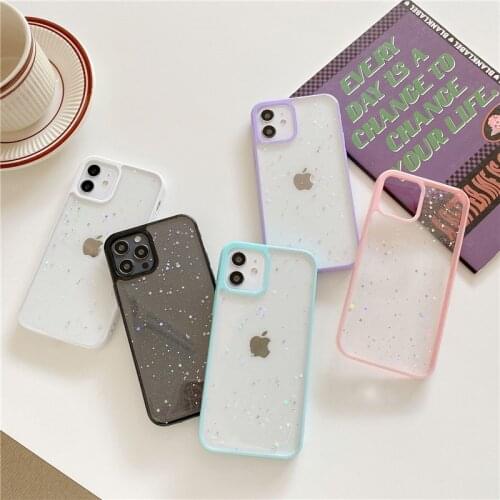 Clear Sparkly Bling Star Glitter Phone Case for iPhone 11 12 Pro mini XS Max 7 8 Plus XR Women Girls Shockproof Protective Cases