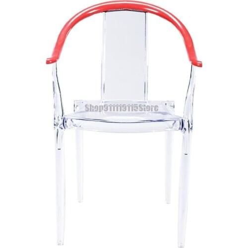 Transparent Chair Circle Chair New Chinese Plastic Back Armchair Creative Designer Coffee Shop Chair