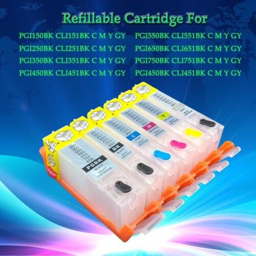 INK WAY For CANON MG6360 MG7160 MG7560 IP8760 Empty Refillable Ink Cartridge PGI-650 CLI-651 6pcs