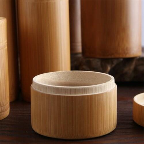 Handmade Bamboo Tea Caddy Portable Sealed Tea Box with Lid Canister Kitchen Organizer Storage Tank Spice Jars Food Container