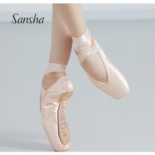 Sansha Ballet Pointe Shoes La Pointe Series Articulated Leather Sole Strong 3/4 Shank Girls Women Dance Shoes With Ribbon NO1HSL