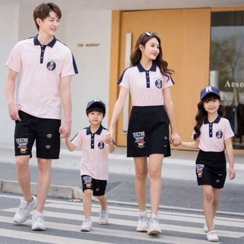 Family Matching Outfits Summer Mum Daughter Casual Dress Set Dad Son T-shirt &Shorts Couple Matching Clothes Adults Kids Set