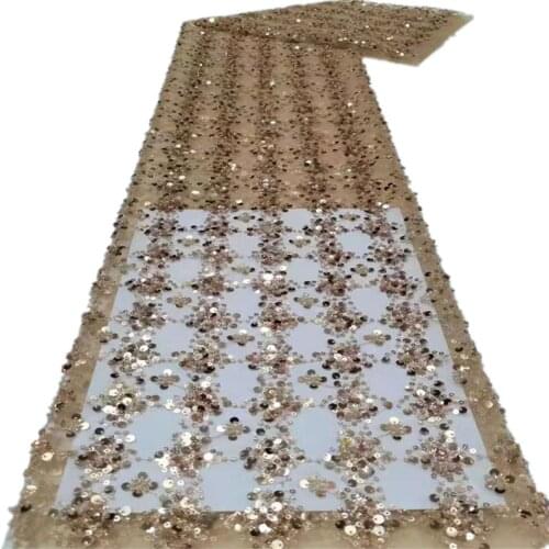 Net Lace Fabric 2021 Sewing African Lace Fabrics French Embroidery sequins Tulle Lace for Wedding Dress CD-275