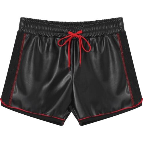 Gothic Men Low Waist Drawstring Boxer Shorts Sport Fitness Club Stage Performance Casual Patchwork Elastic Waistband Short Pants