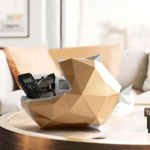 Modern Resin 3D Geometric Multi-purpose Debris Storage Box Figurines Crafts Sugar Dried Fruit Plate Big Mouth Fish Decoration